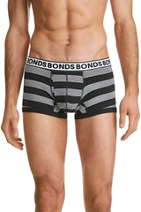 Bonds striped fit trunk underwear size s in black and white stripes with branded waistband for comfortable support