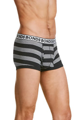 Bonds striped fit trunk underwear size s in black and white with branded waistband and comfortable fit