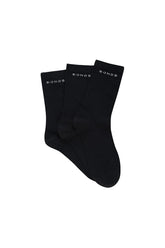 Bonds 3 pack cotton crew socks black with white lettering on the cuff size 6-10