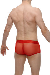 PetitQ boxer Ablon red red mesh briefs with solid red waistband showing front side details