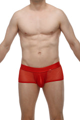 PetitQ boxer Ablon red mesh briefs with solid red waistband and central pouch for comfortable wear