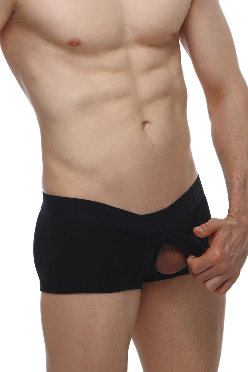 Black men’s modal briefs boxer algun modal black with a stylish cutout design for comfortable everyday wear