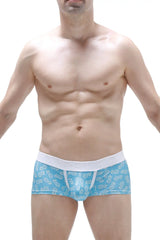Light blue boxer brief ananas with white waistband and subtle feather pattern for comfortable everyday wear