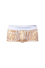 White and gold patterned petitq trunk carlot alloy boxer briefs with a white elastic waistband for comfortable wear