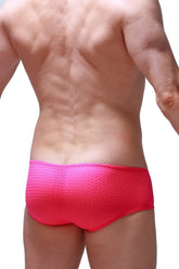 Boxer brief chill bee pink bright pink mesh swim trunks with gradient effect designed for swimwear use