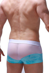 Boxer brief Osly Marbre Green translucent pink and turquoise mesh with white elastic waistband featuring pe logo