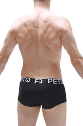 Black boxer brief reotier plum with white petitq branded waistband designed for comfort and style