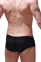 Black mesh briefs boxer chill bee black with solid waistband breathable lightweight underwear for everyday wear