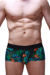 Boxer chill souarce tropical boxer briefs with tropical leaf pattern and black waistband in soft fabric