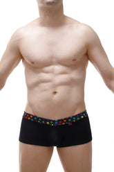 Black briefs boxer coudoux stars with colorful star-patterned waistband for comfortable everyday wear