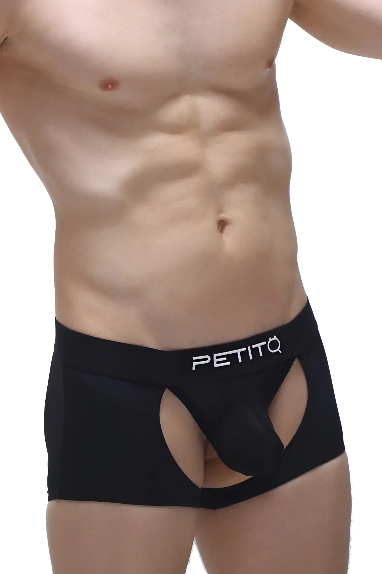 Black petitq men’s briefs boxer moras black with distinctive cutout design in breathable fabric