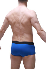 PetitQ trunk Morrier blue athletic briefs with a black waistband designed for comfortable sporty wear