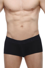 Black briefs boxer mouffy modal with smooth form-fitting fabric in solid black color front view
