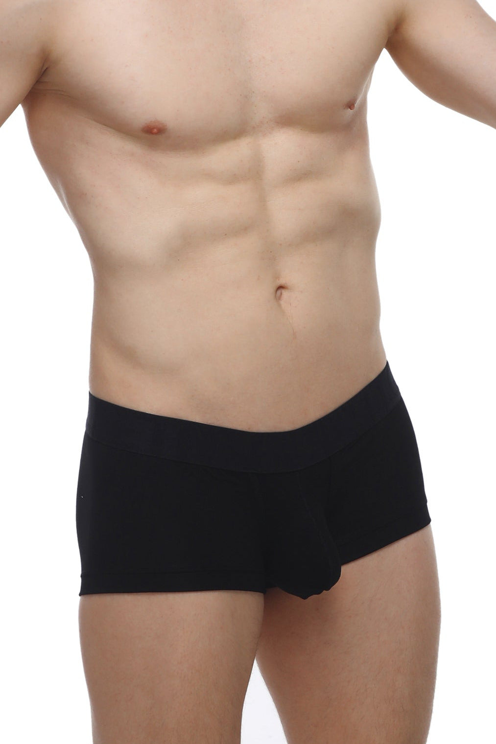 Black boxer mouffy modal briefs with smooth form-fitting design made from soft modal fabric