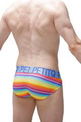 Rainbow-striped men’s briefs with a blue petitq waistband boxer Nouans Andiol design for comfortable everyday wear