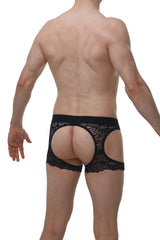 Black lace thong with cutout design from petitq boxer petitq corlier boudoir showing delicate lace details