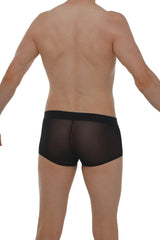 Black sheer mesh briefs boxer petitq net black with solid black waistband visible from the front