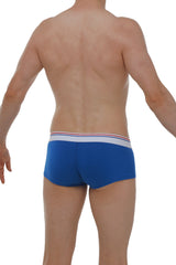 Petitq boxer taik modal blue men’s briefs in blue with a white waistband accented by thin red and blue stripes