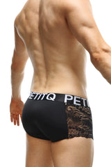 Black petitq men’s briefs boxer regny lace black with lace side panel and branded waistband in black