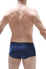 Navy blue petitq trunk reotier plum athletic briefs with smooth form-fitting fabric and solid color design