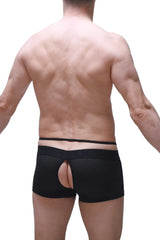 Black mesh boxer sling melin boudoir briefs with central cutout and elastic waistband for intimate wear