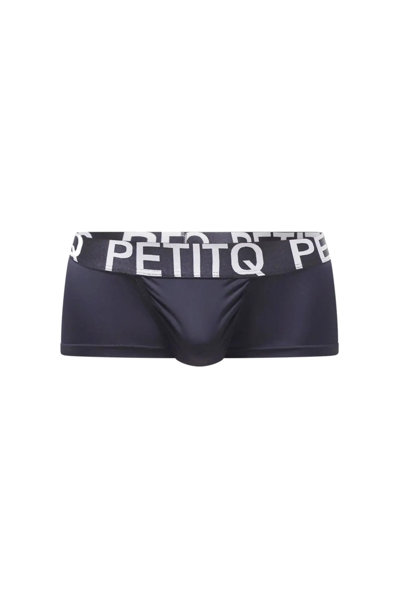 Black boxer taik plum mens briefs with white logo elastic band shown from front