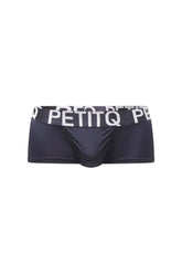 Black boxer taik plum mens briefs with white logo elastic band shown from front