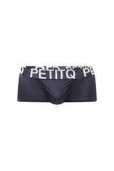 Black boxer taik plum mens briefs with white logo elastic band shown from front