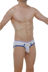 White briefs andrew white with blue trim and red white and blue striped waistband for comfortable daily wear