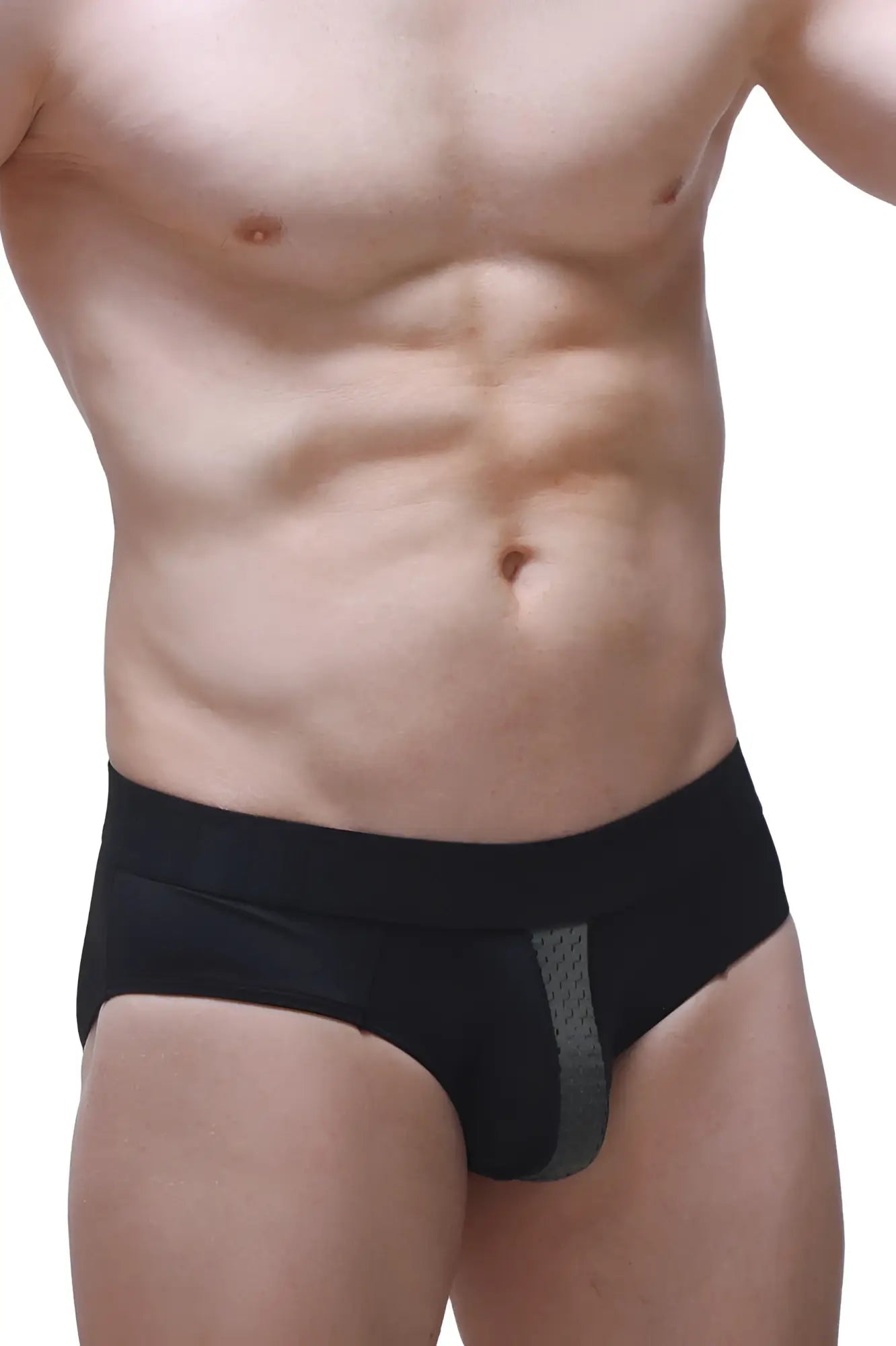 Brief barie bee green black briefs with gray mesh side panel offering breathable comfort and style