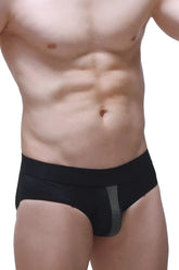 Brief barie bee green black briefs with gray mesh side panel offering breathable comfort and style