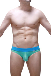 Teal and blue men’s brief blaru bamboo green athletic briefs with a snug fit and elastic waistband