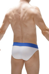 White briefs blaru white with a solid blue waistband made from soft breathable cotton for everyday comfort