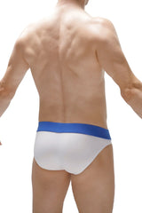 White briefs blaru white with a solid blue waistband made from soft breathable cotton for everyday comfort