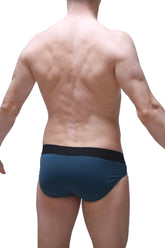 Dark teal briefs with black elastic waistband from the brief bozas blue collection for comfortable daily wear