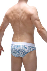 Blue and white patterned briefs brief chill carlot blue with solid white waistband for comfortable everyday wear