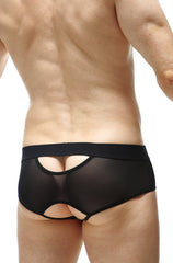 PetitQ brief culan net black black mesh briefs with solid waistband and cutout design