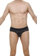 Black lace-trimmed men’s briefs brief dome lace black made from soft fabric for comfortable everyday wear