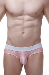 Brief dome løve pink heart patterned men’s briefs with white elastic waistband for comfortable daily wear