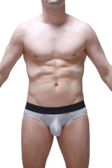 Gray men’s briefs with black waistband made of modal fabric from petitq brief dome modal gray collection