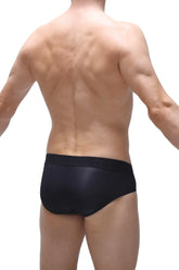 Black briefs with a smooth form-fitting design made from voile fabric in a deep black shade for comfortable wear