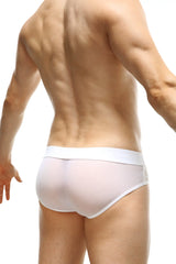 White sheer briefs ethel white lace with solid waistband and subtle lace detailing on the side