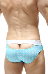 PetitQ brief glimpse stars light blue star-patterned briefs with white elastic waistband for comfortable wear