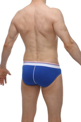 Blue men’s briefs brief hornoy blue with white waistband and thin red and blue stripes for comfortable wear