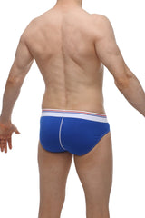 Blue men’s briefs brief hornoy blue with white waistband and thin red and blue stripes for comfortable wear