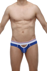 Blue men’s briefs brief hornoy blue with white and red striped waistband for comfortable everyday wear