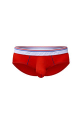 Brief lordat red men’s briefs in red with white elastic waistband featuring blue and red stripes branded petitbag