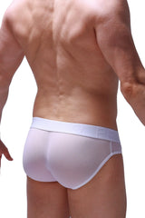 White mesh briefs with a smooth elastic waistband in net material from brief maidon net white collection