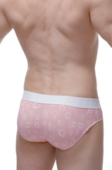 Brief Malain Løve pink heart-patterned briefs with white elastic waistband soft cotton blend underwear