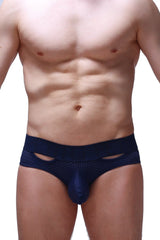 Navy blue brief Malans Bee with mesh fabric, solid waistband, and cutout details for stylish comfort